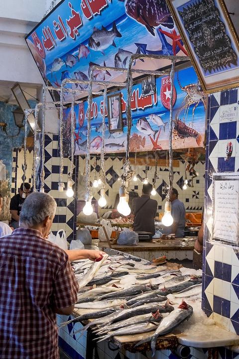 Marché central de la medina de Sousse ou la perle du Sahel. 