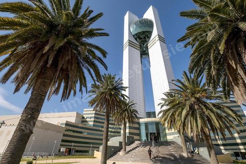 9 mars 2018 : Cité de la Culture à Tunis à quelques jours de son inauguration le 21 mars. Vue extérieure