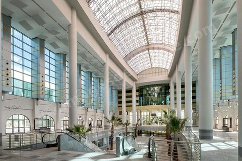 9 mars 2018 : Cité de la Culture à Tunis à quelques jours de son inauguration le 21 mars. Hall d'entrée