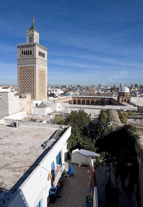 The Great Mosque of Jamaa Ez Zitouna in the heart of the medina of Tunis