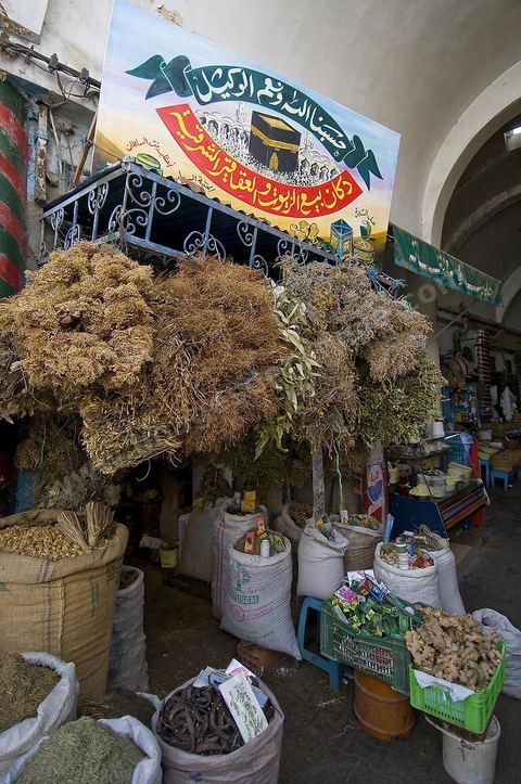 herboriste de la rue des Teinturiers dans la median de Tunis