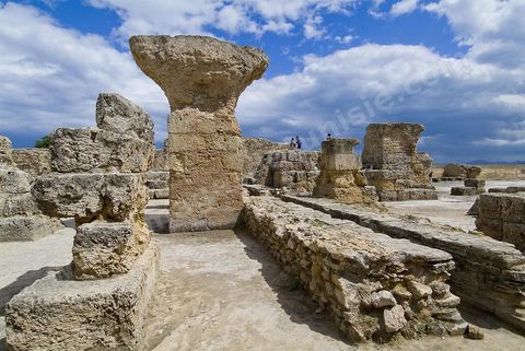 Les thermes d’Antonin de Carthage sont le plus vaste ensemble thermal romain construit sur le sol africain. Des installations d’origine ne subsistent plus que quelques vestiges du rez-de-chaussée, constitué des espaces de service, situés à proximité du rivage de Carthage. En effet, le site a servi de carrière de pierres pendant des siècles afin d’édifier de nombreux monuments, tant à Tunis que dans de nombreuses villes du nord du bassin méditerranéen comme Pise, sa proximité du rivage ayant aggravé la prédation. Les vestiges s’étendent sur une longueur supérieure à 200 mètres, le long du rivage. L’anastylose d’une colonne du frigidarium par une mission archéologique tunisienne en 1985, dans le contexte de la campagne internationale menée par l’Unesco (1972-1992) permet de se faire une idée de la magnificence des lieux à l’apogée de la cité romaine ; les voûtes disparues s’élevaient à une hauteur supérieure à 29 mètres, soit approximativement un immeuble d’une hauteur de huit étages.