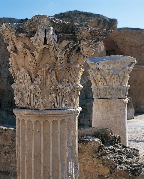Les thermes d’Antonin de Carthage sont le plus vaste ensemble thermal romain construit sur le sol africain. Des installations d’origine ne subsistent plus que quelques vestiges du rez-de-chaussée, constitué des espaces de service, situés à proximité du rivage de Carthage. En effet, le site a servi de carrière de pierres pendant des siècles afin d’édifier de nombreux monuments, tant à Tunis que dans de nombreuses villes du nord du bassin méditerranéen comme Pise, sa proximité du rivage ayant aggravé la prédation. Les vestiges s’étendent sur une longueur supérieure à 200 mètres, le long du rivage. L’anastylose d’une colonne du frigidarium par une mission archéologique tunisienne en 1985, dans le contexte de la campagne internationale menée par l’Unesco (1972-1992) permet de se faire une idée de la magnificence des lieux à l’apogée de la cité romaine ; les voûtes disparues s’élevaient à une hauteur supérieure à 29 mètres, soit approximativement un immeuble d’une hauteur de huit étages.