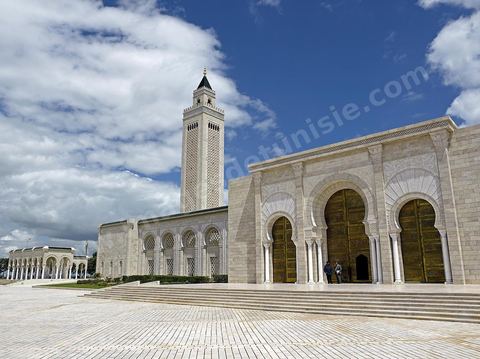 La mosquée El Abidine de Carthage est située au-dessus de la ville de Carthage.Elle est érigée au lieu-dit « La Colline de l'Odéon », au cœur du site archéologique de Carthage.Ouvert en 2003, l'édifice comporte une salle de prière pouvant accueillir 1 000 fidèles, une cour intérieure couvrant 1 500 m2, une esplanade de 2 500 m2 et un minaret d'une base de 9 mètres et haut de 55 mètres. 