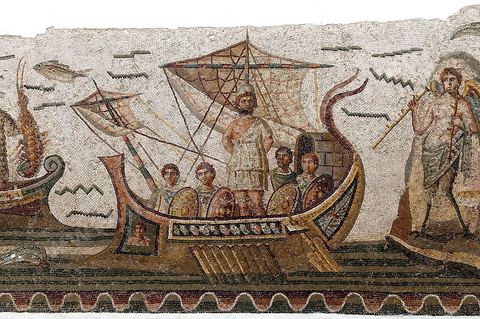 Ulysse et les Sirenes, III ap JC, Dougga, musee du Bardo - Mosaique du musee national du Bardo - Tunis