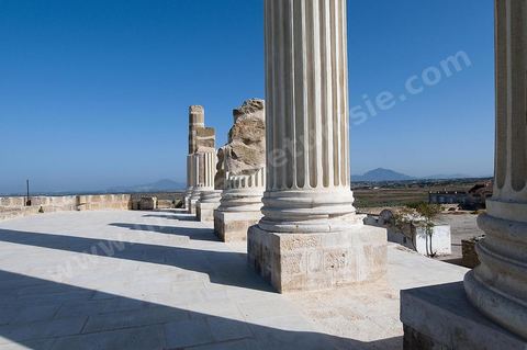 Temple sur le Capitol sur le site archéologique romain de Uthina / Oudna dans la région de Mornag banlieue sud de Tunis