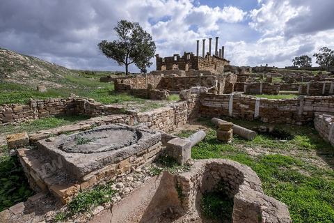 le site archéologique romain de Thuburbo Majus. Thuburbo Majus est située à l'entrée d'El Fahs à 60 km de Tunis, malgré qu’elle soit totalement abandonnée maintenant, elle comptait plus que 10000 habitants au deuxième siècle après J.C. La ville de Thuburbo Majus, existait avant l’arrivée des romains, elle était avant berbère puis carthaginoise. Pendant l’époque romaine, cette cité a connu une prospérité surtout en 128 quand elle reçut le statut de municipe suite à la visite de l’empereur Hadrien. La plupart des monuments de la cité datent de la moitié du 2ème siècle.Seuls 7 Ha sur les 40 Ha ont été fouillés, les trois portes de la ville indiquent son gigantisme.