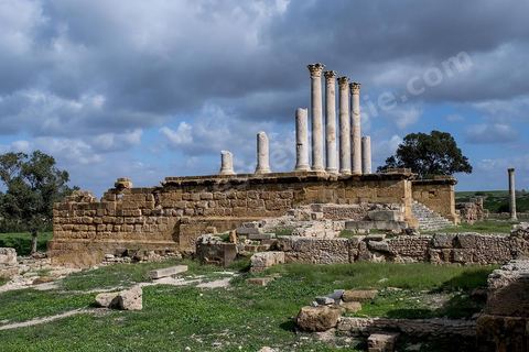 le site archéologique romain de Thuburbo Majus. Thuburbo Majus est située à l'entrée d'El Fahs à 60 km de Tunis, malgré qu’elle soit totalement abandonnée maintenant, elle comptait plus que 10000 habitants au deuxième siècle après J.C. La ville de Thuburbo Majus, existait avant l’arrivée des romains, elle était avant berbère puis carthaginoise. Pendant l’époque romaine, cette cité a connu une prospérité surtout en 128 quand elle reçut le statut de municipe suite à la visite de l’empereur Hadrien. La plupart des monuments de la cité datent de la moitié du 2ème siècle.Seuls 7 Ha sur les 40 Ha ont été fouillés, les trois portes de la ville indiquent son gigantisme.
